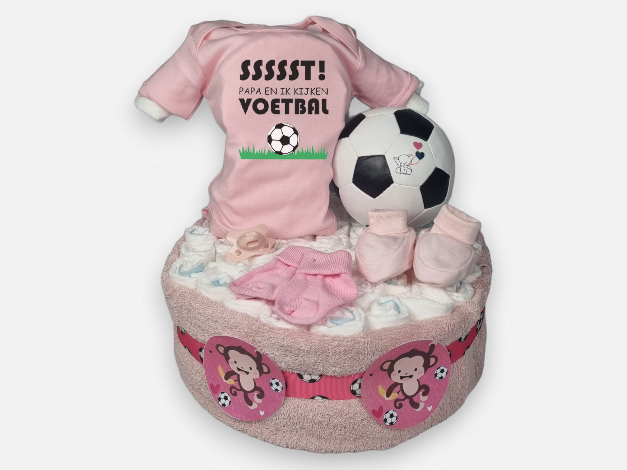 Baby Voetbal luiertaart - Roze