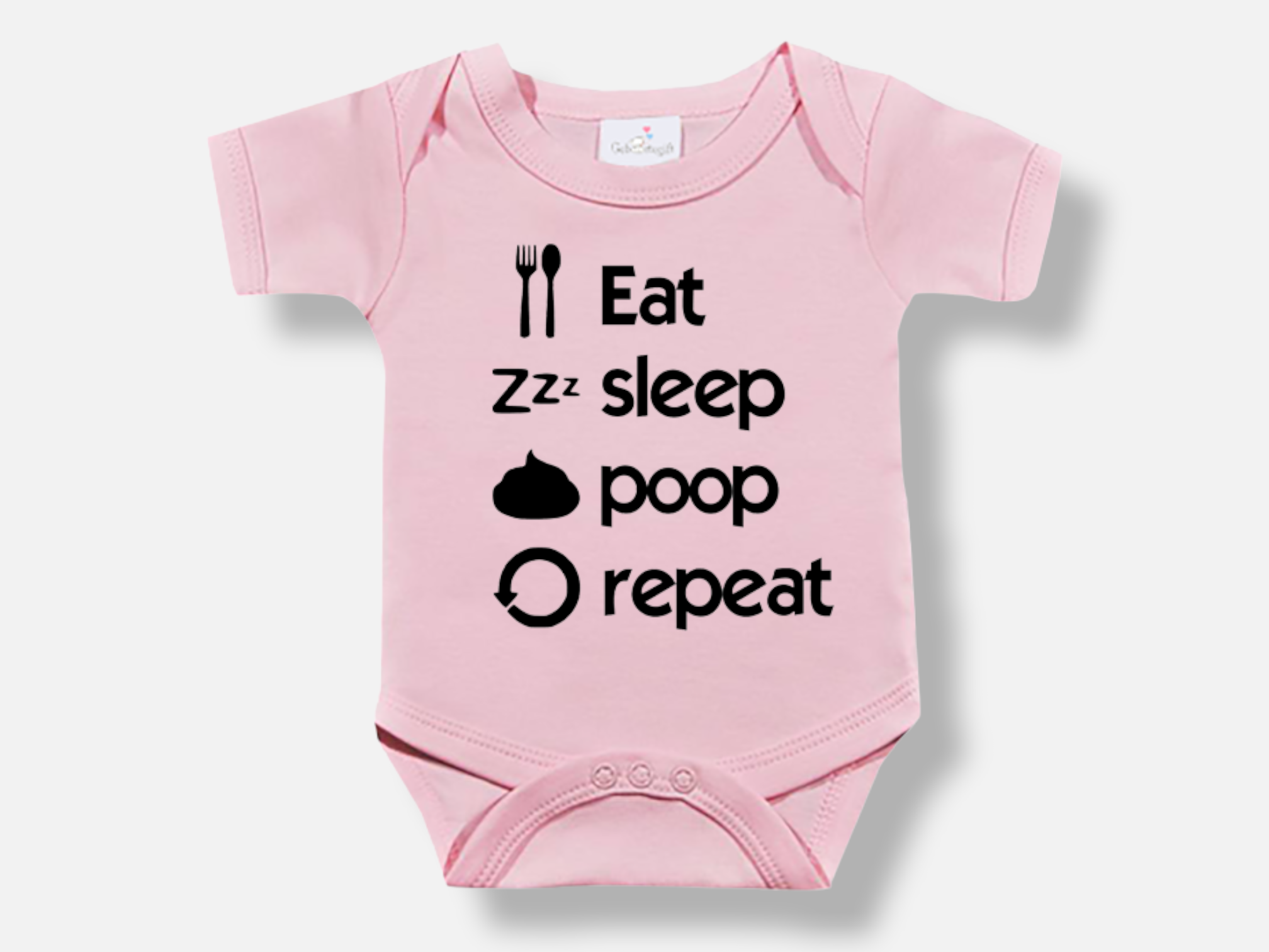Rompertje eat sleep poop repeat - roze-PhotoRoom