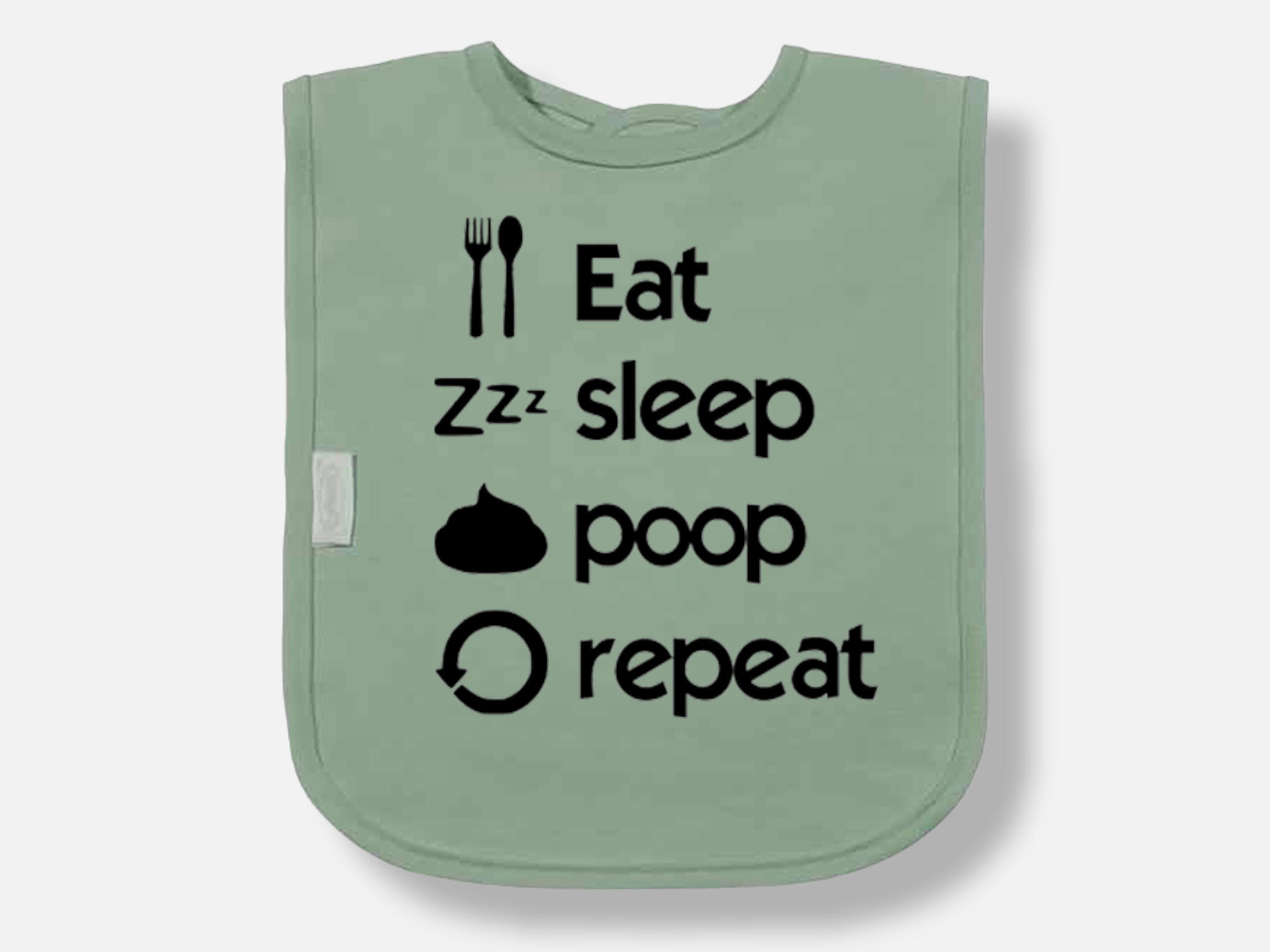 Slabbetje - Eat sleep poop repeat - groen-PhotoRoom-PhotoRoom